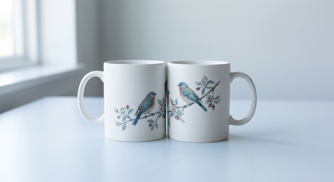 Dos tazas con diseños complementarios para pareja
