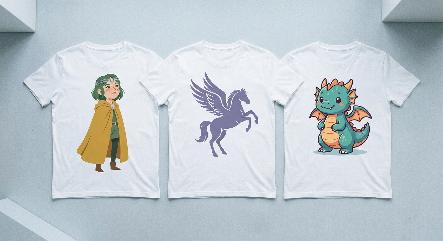 Camisetas con ilustraciones originales de héroes y criaturas mitológicas